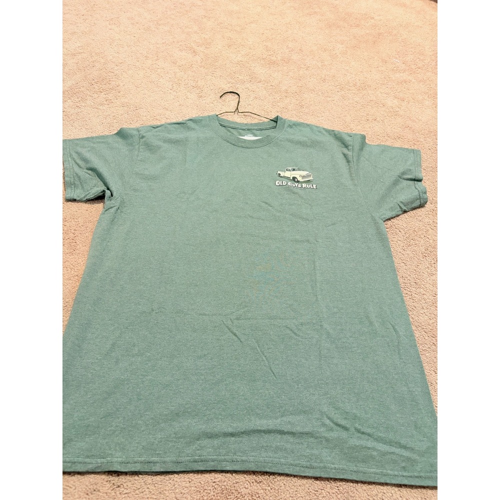 Old Guys Rule Mens Large Green In It For The Long Haul Vintage Truck Graphic Tee